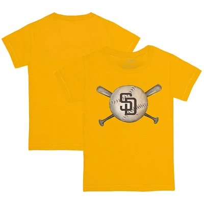 Youth Tiny Turnip Gold San Diego Padres Baseball Cross Bats T-Shirt