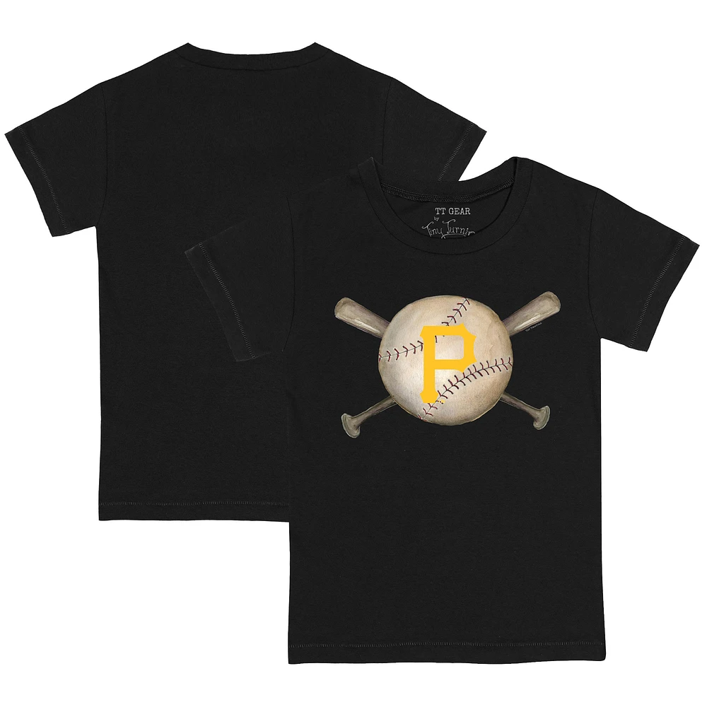 Youth Tiny Turnip Black Pittsburgh Pirates Baseball Cross Bats T-Shirt