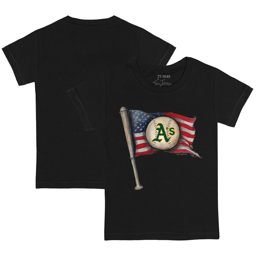 Youth Tiny Turnip Black Athletics Baseball Flag T-Shirt