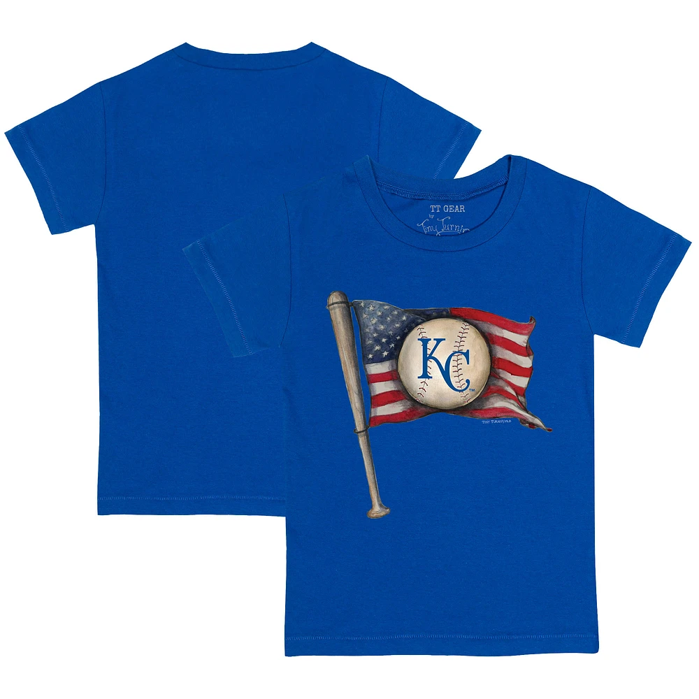 Youth Tiny Turnip Royal Kansas City Royals Baseball Flag T-Shirt