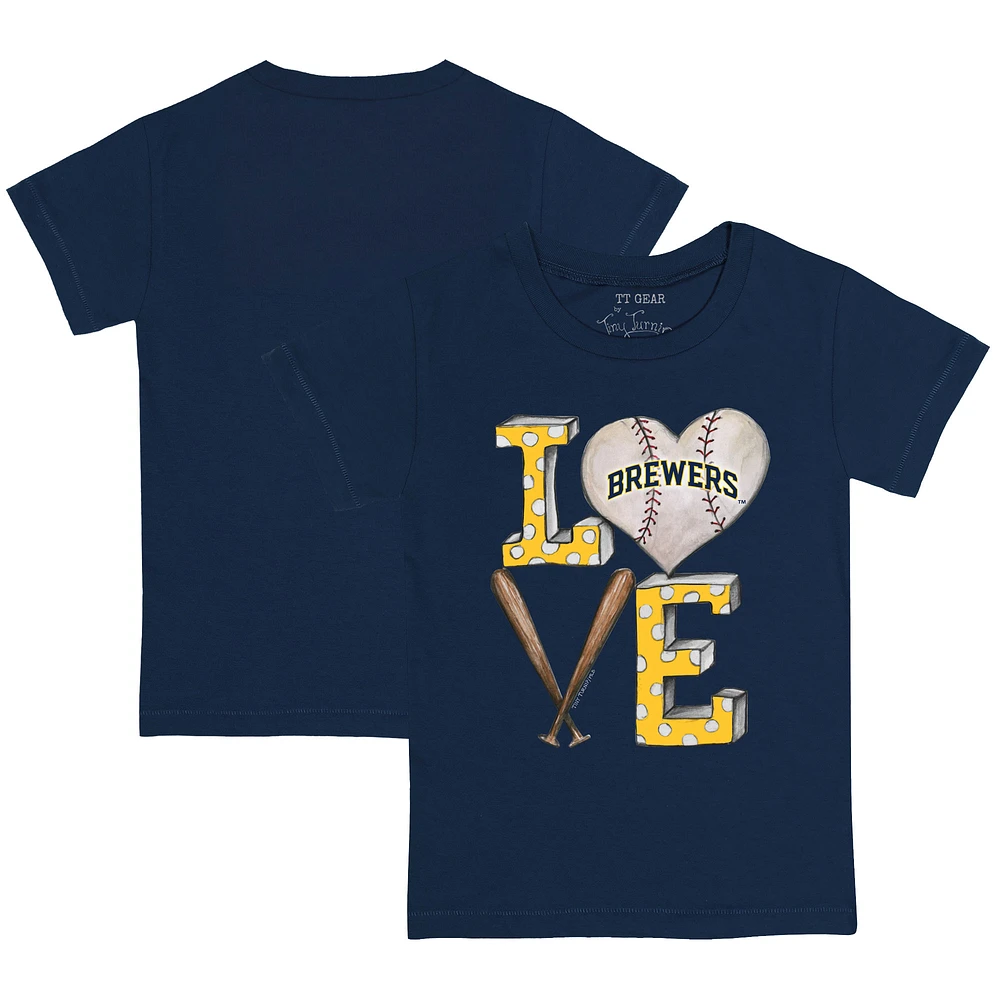 Youth Tiny Turnip Navy Milwaukee Brewers Baseball Love T-Shirt