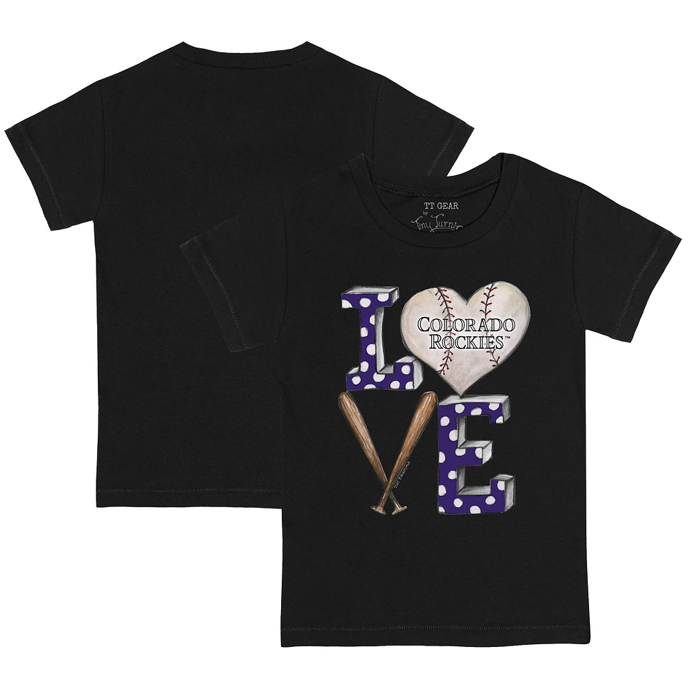 Youth Tiny Turnip Black Colorado Rockies Baseball Love T-Shirt