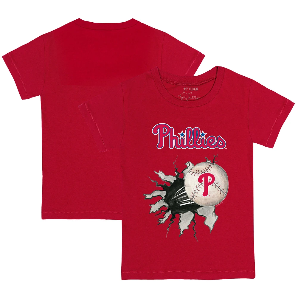 Youth Tiny Turnip Red Philadelphia Phillies Baseball Tear T-Shirt