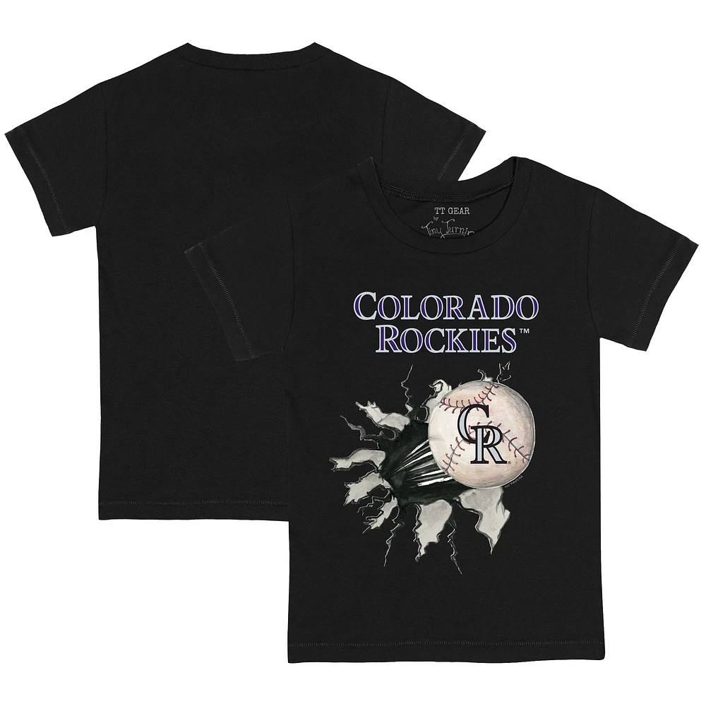 Youth Tiny Turnip Black Colorado Rockies Baseball Tear T-Shirt