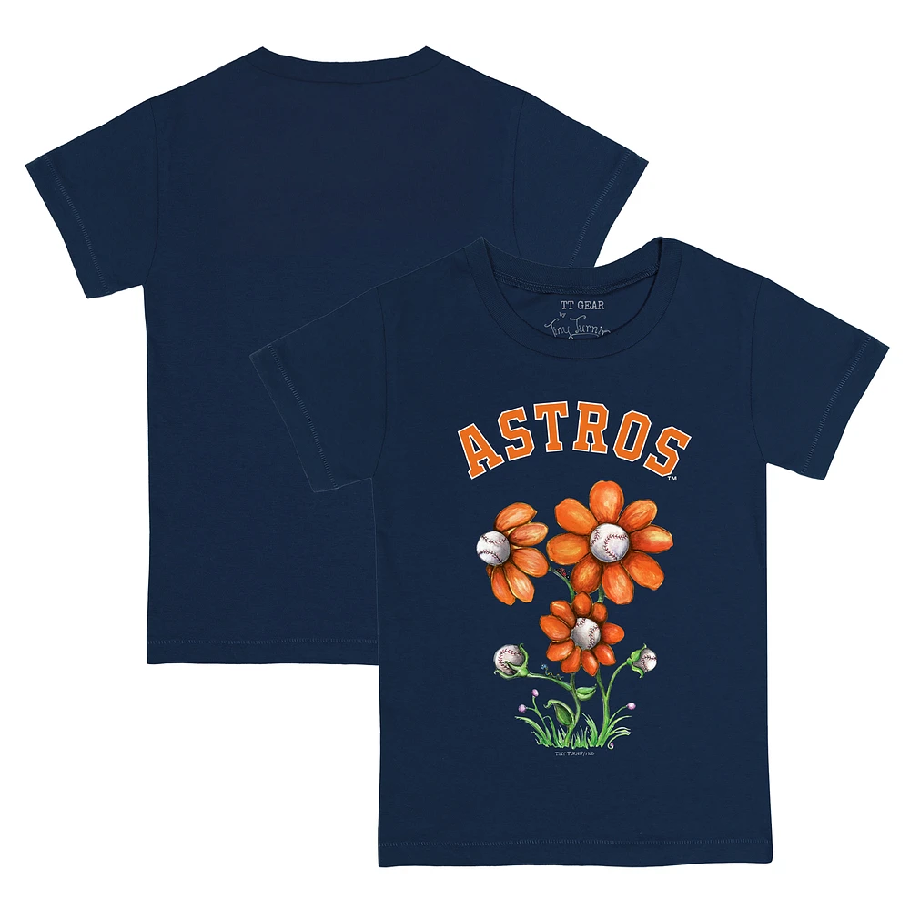 Youth Tiny Turnip Navy Houston Astros Blooming Baseballs T-Shirt