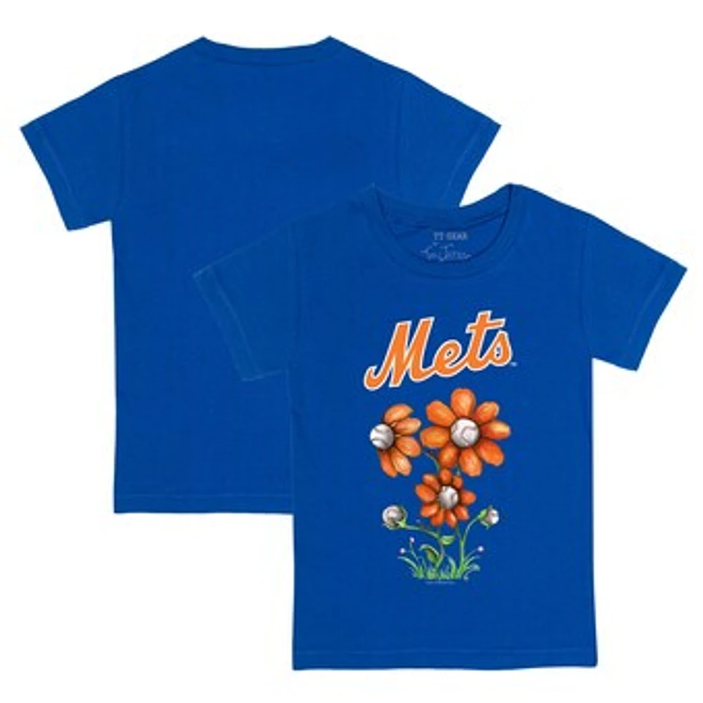 Youth Tiny Turnip Royal New York Mets Blooming Baseballs T-Shirt
