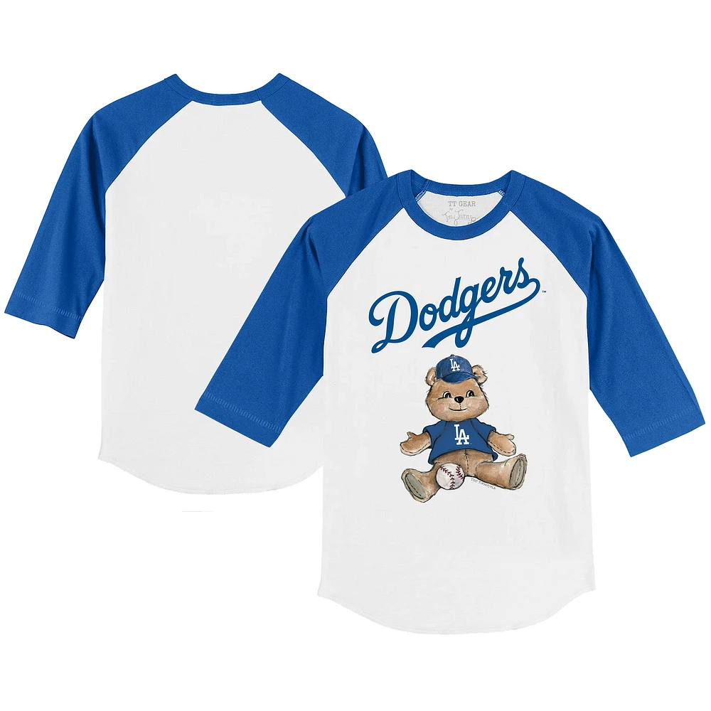 Youth Tiny Turnip White/Royal Los Angeles Dodgers Teddy Boy 3/4-Sleeve Raglan T-Shirt