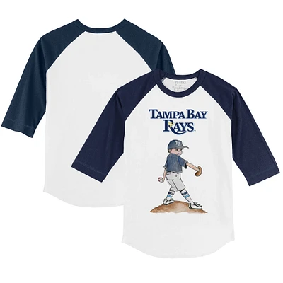 Youth Tiny Turnip White/Navy Tampa Bay Rays Clemente 3/4-Sleeve Raglan T-Shirt