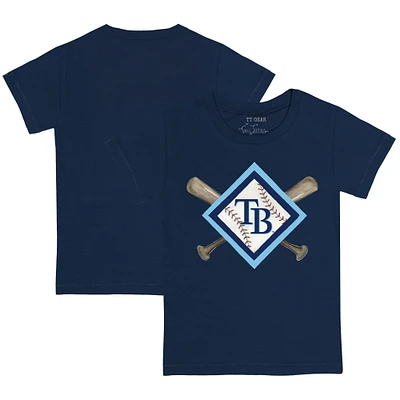 Youth Tiny Turnip Navy Tampa Bay Rays Diamond Cross Bats T-Shirt