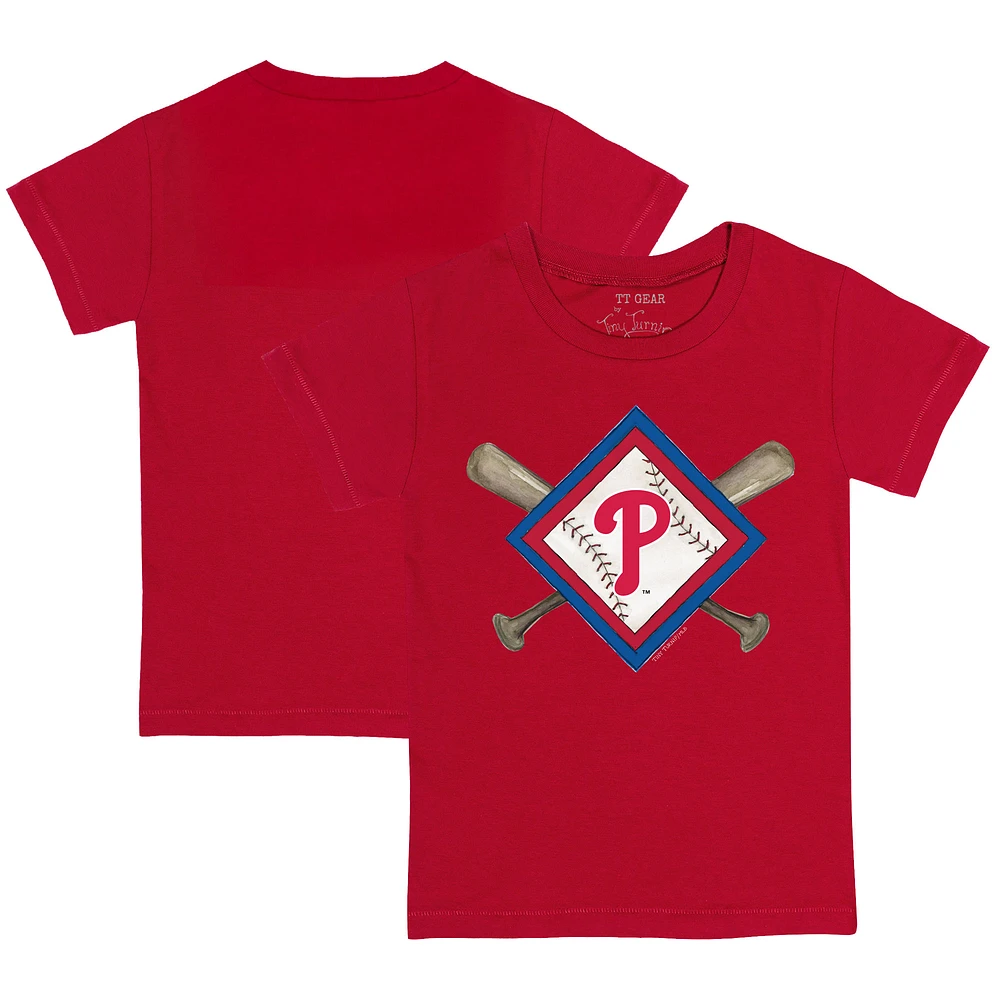 Youth Tiny Turnip Red Philadelphia Phillies Diamond Cross Bats T-Shirt