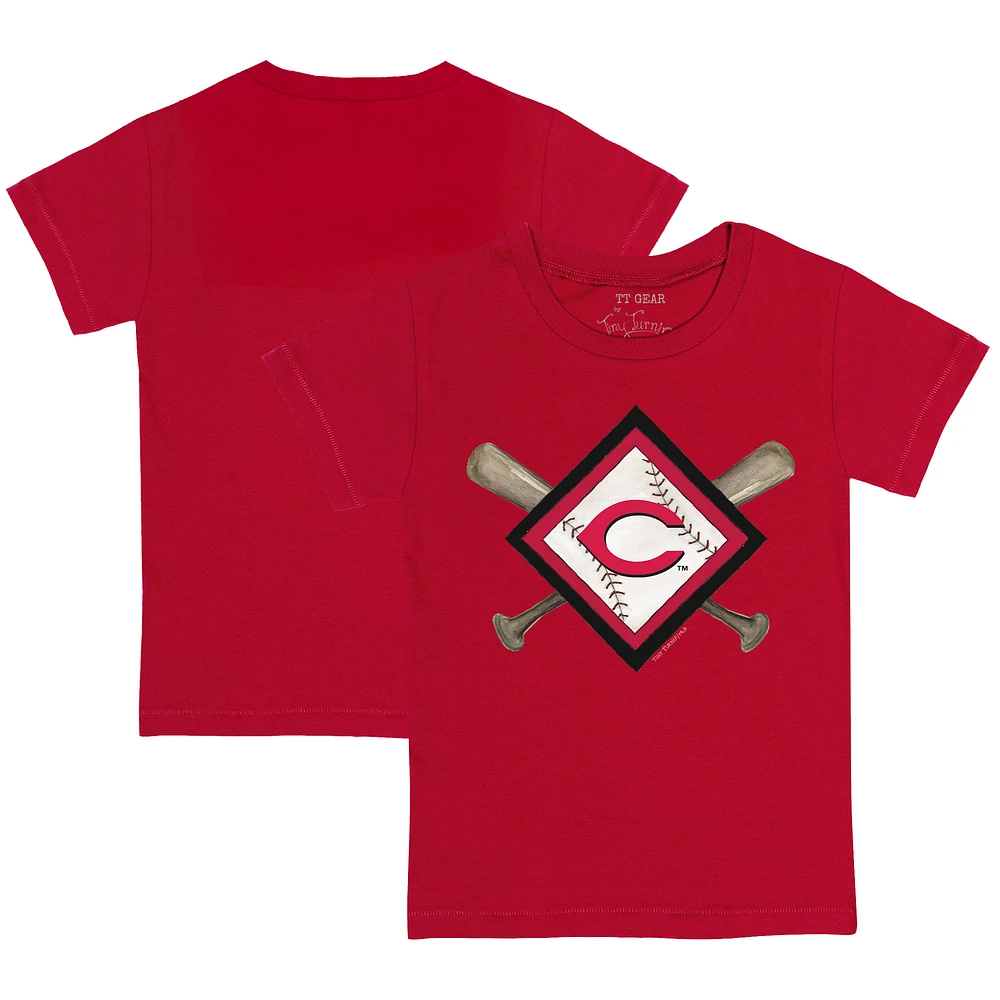 Youth Tiny Turnip Red Cincinnati Reds Diamond Cross Bats T-Shirt