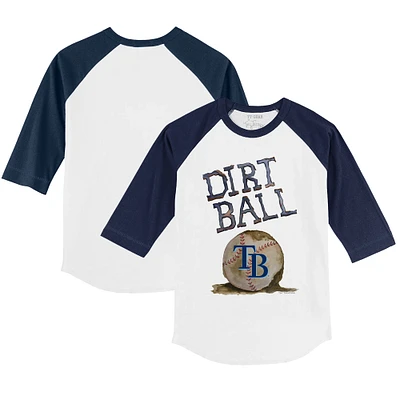 Youth Tiny Turnip White/Navy Tampa Bay Rays Dirt Ball 3/4-Sleeve Raglan T-Shirt