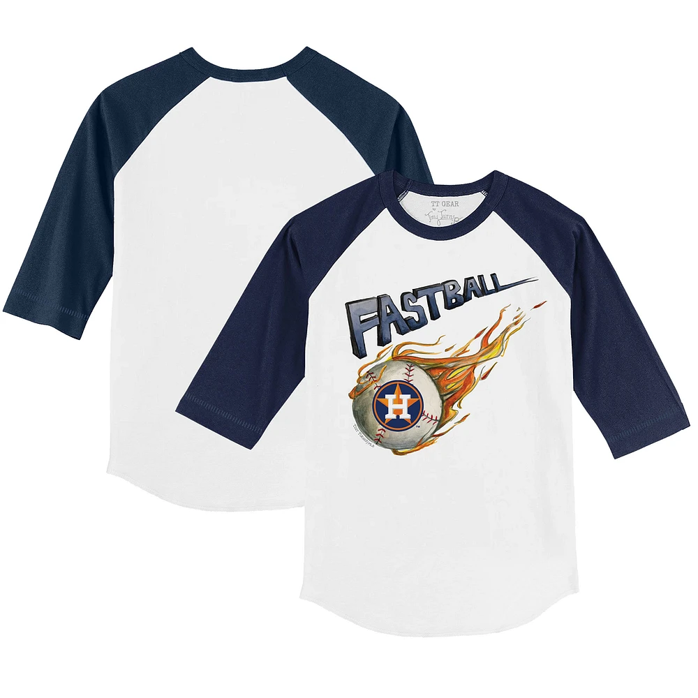 Youth Tiny Turnip White/Navy Houston Astros Fastball 3/4-Sleeve Raglan T-Shirt
