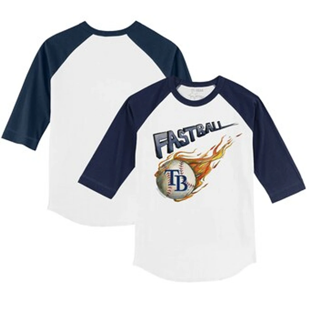 Youth Tiny Turnip White/Navy Tampa Bay Rays Fastball 3/4-Sleeve Raglan T-Shirt