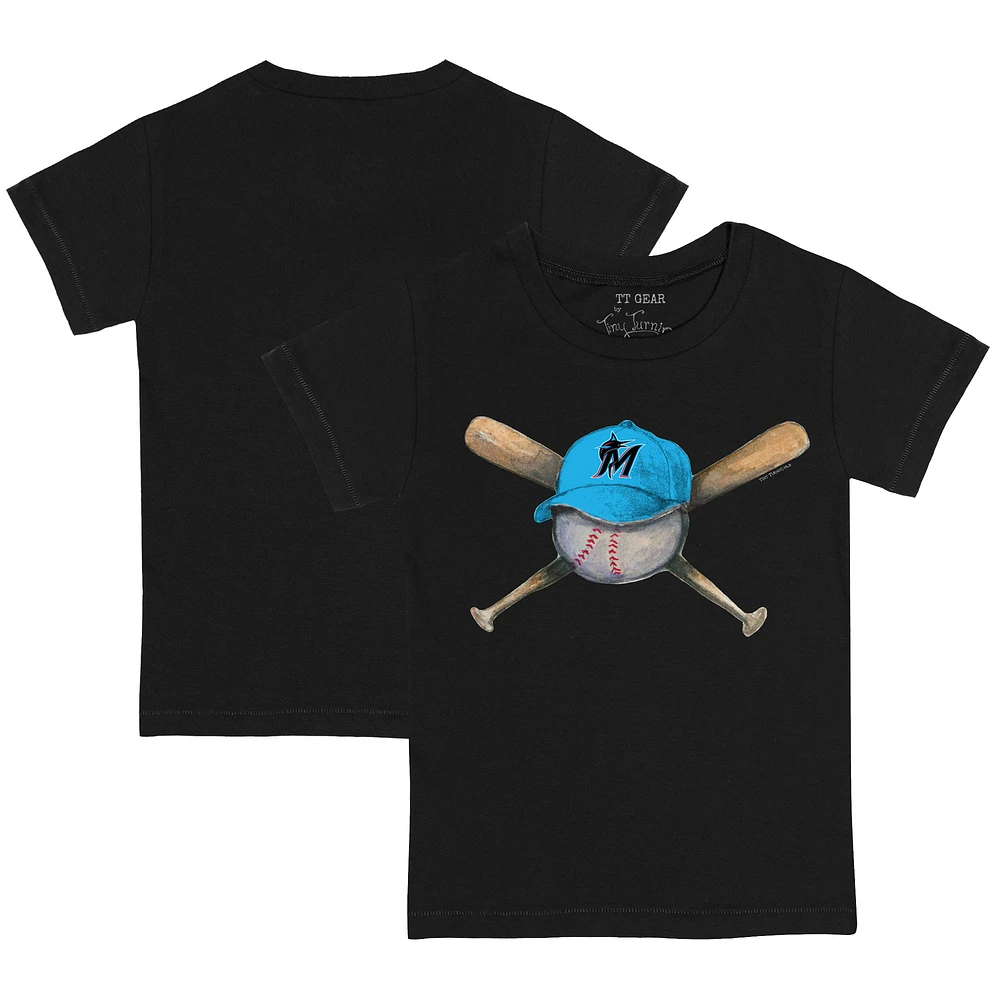Youth Tiny Turnip Black Miami Marlins Hat Crossbats T-Shirt