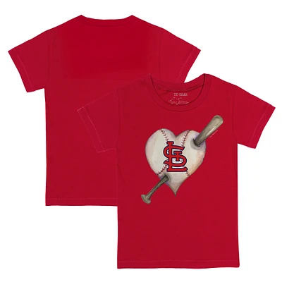 Youth Tiny Turnip Red St. Louis Cardinals Heart Bat T-Shirt