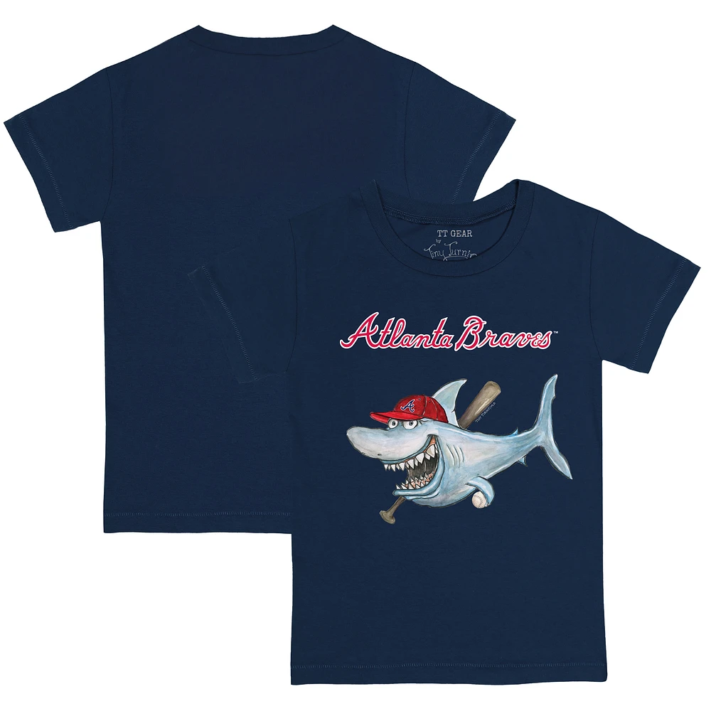 Youth Tiny Turnip Navy Atlanta Braves Shark T-Shirt