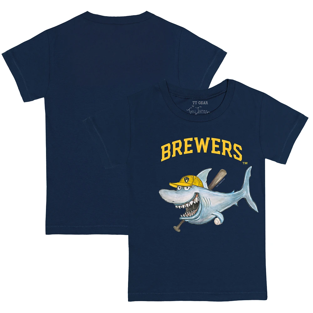 Youth Tiny Turnip Navy Milwaukee Brewers Shark T-Shirt