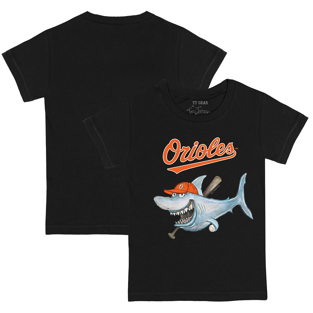 Youth Tiny Turnip Black Baltimore Orioles Shark T-Shirt