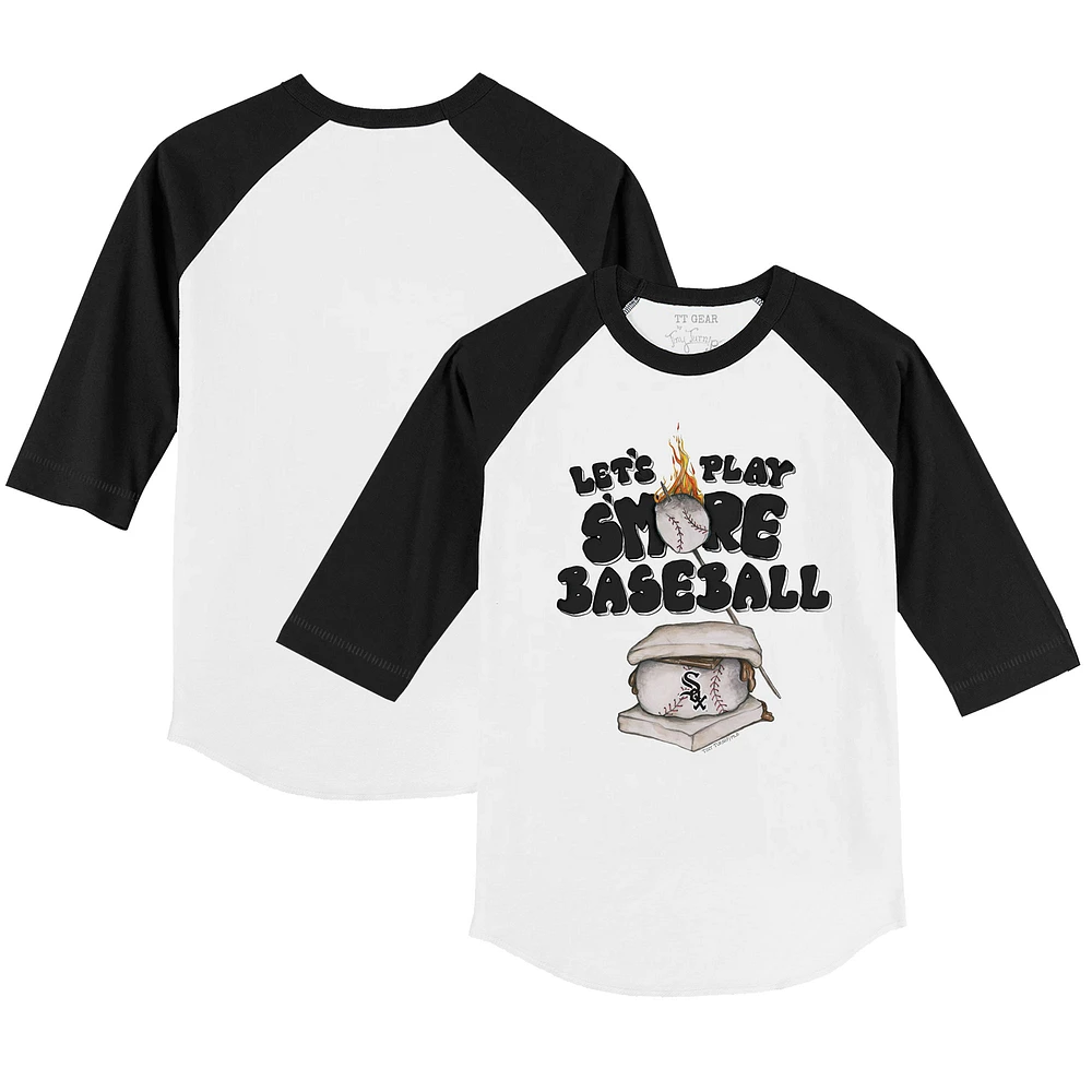 Youth Tiny Turnip White/Black Chicago White Sox Smores 3/4-Sleeve Raglan T-Shirt