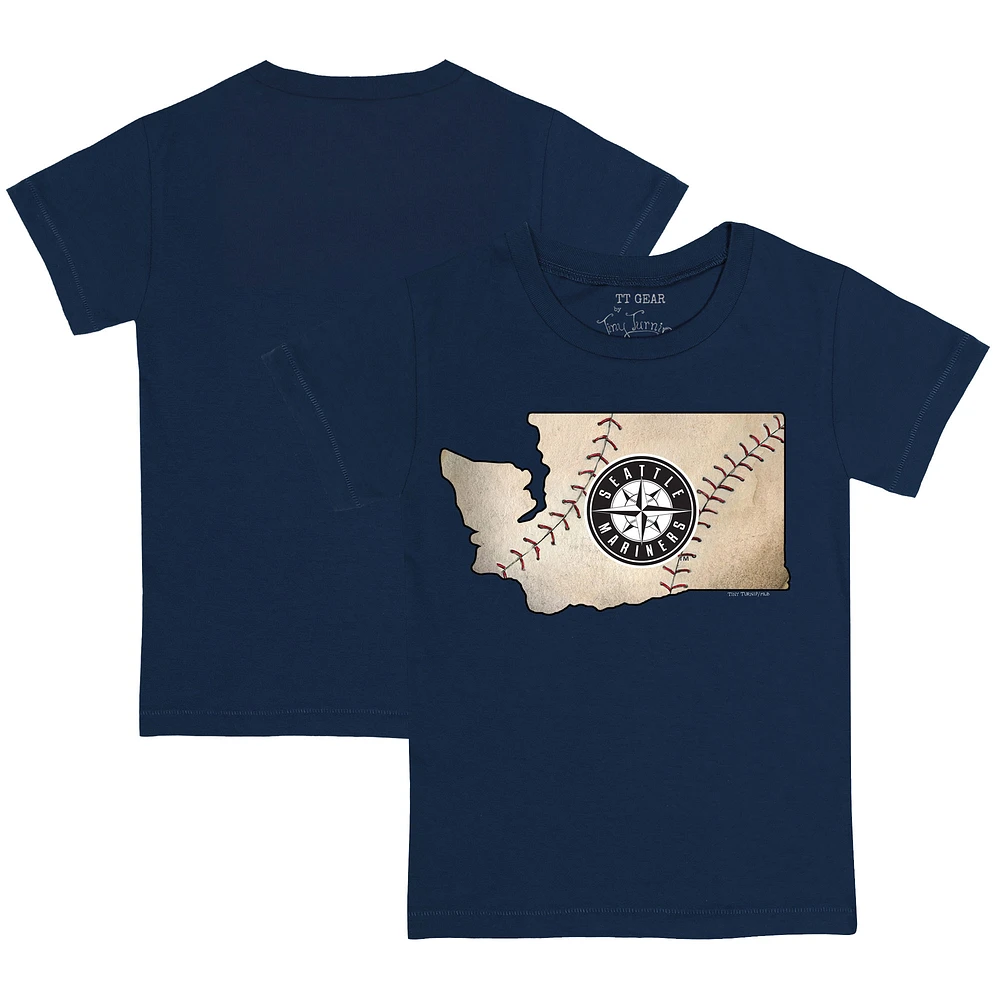 Youth Tiny Turnip Navy Seattle Mariners State Outline T-Shirt