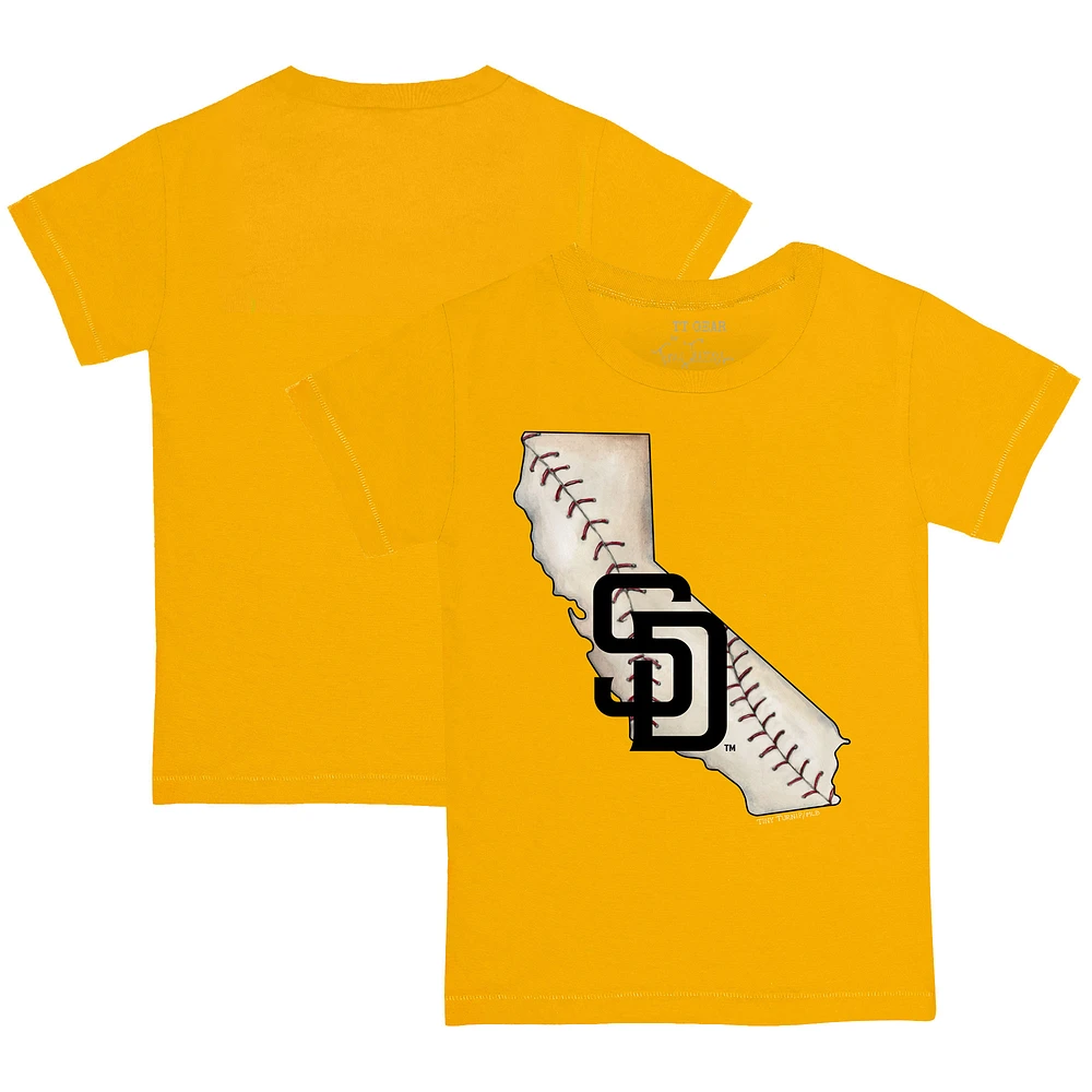 Youth Tiny Turnip Gold San Diego Padres State Outline T-Shirt