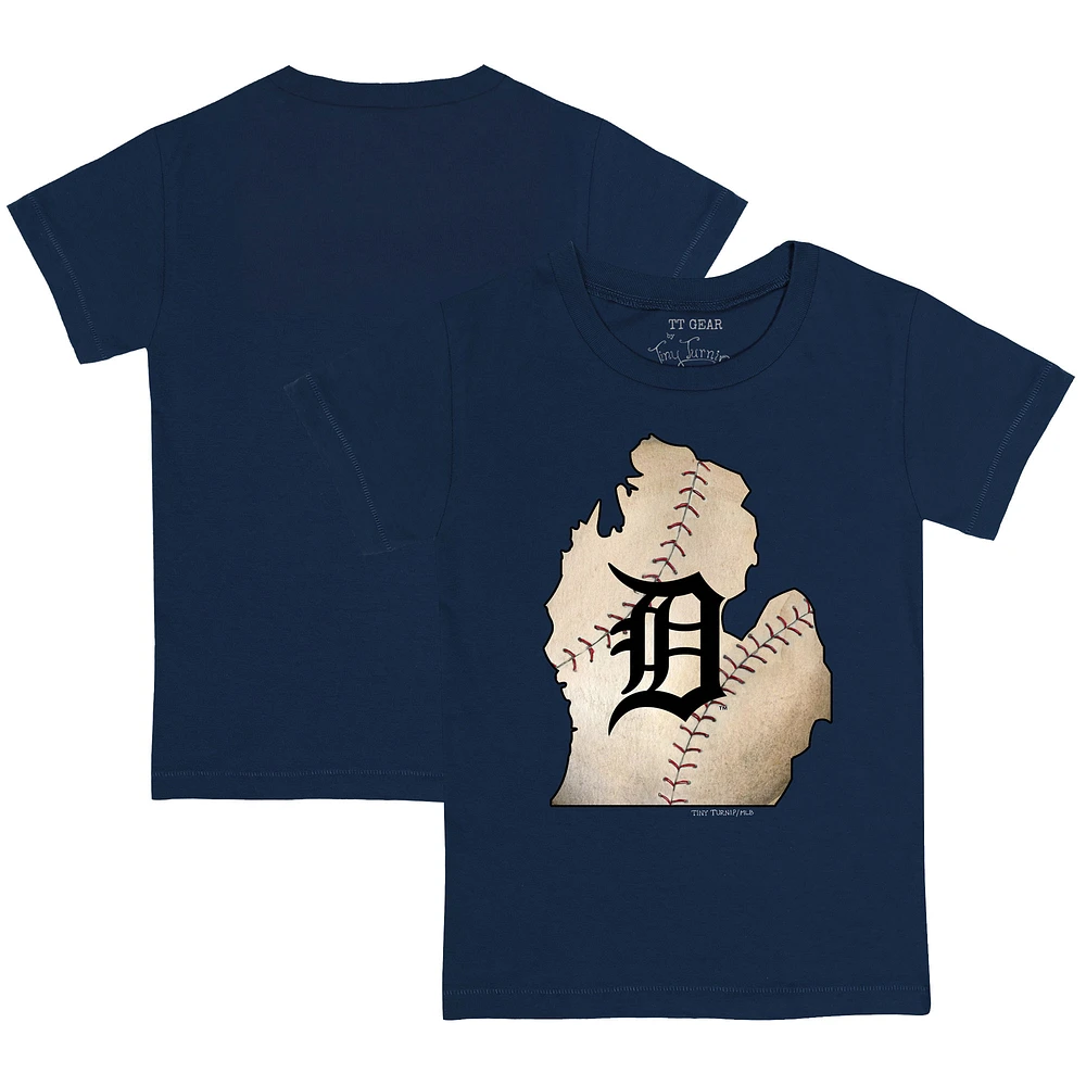 Youth Tiny Turnip Navy Detroit Tigers State Outline T-Shirt