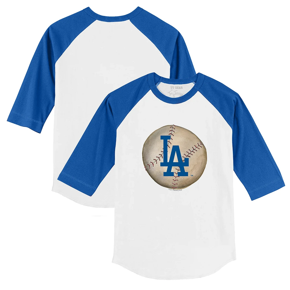 Youth Tiny Turnip White/Royal Los Angeles Dodgers Stitched Baseball 3/4-Sleeve Raglan T-Shirt