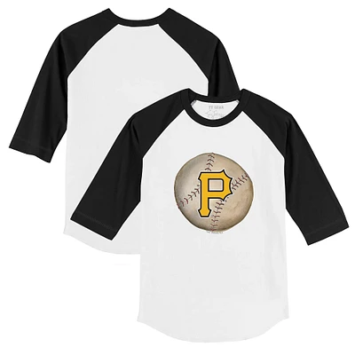 Youth Tiny Turnip White/Black Pittsburgh Pirates Stitched Baseball 3/4-Sleeve Raglan T-Shirt