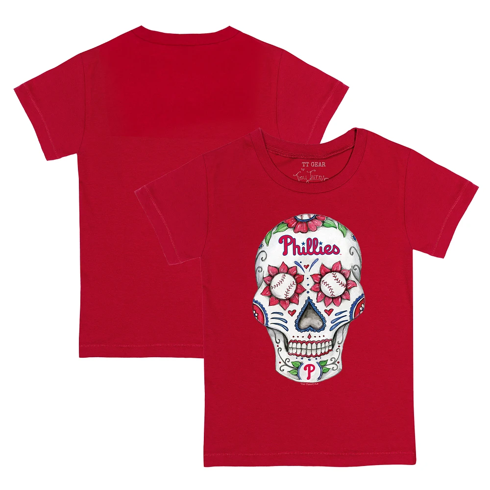 Youth Tiny Turnip Red Philadelphia Phillies Sugar Skull T-Shirt