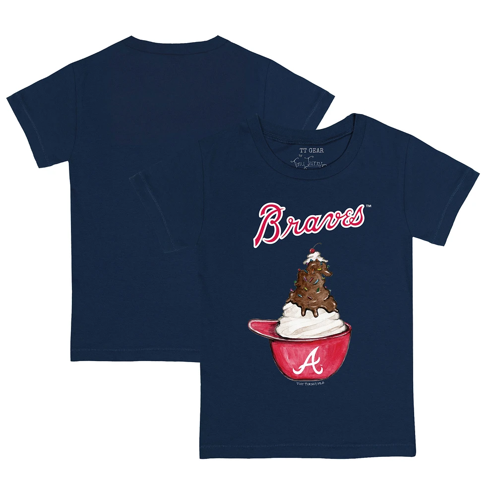 Youth Tiny Turnip Navy Atlanta Braves Sundae Helmet T-Shirt