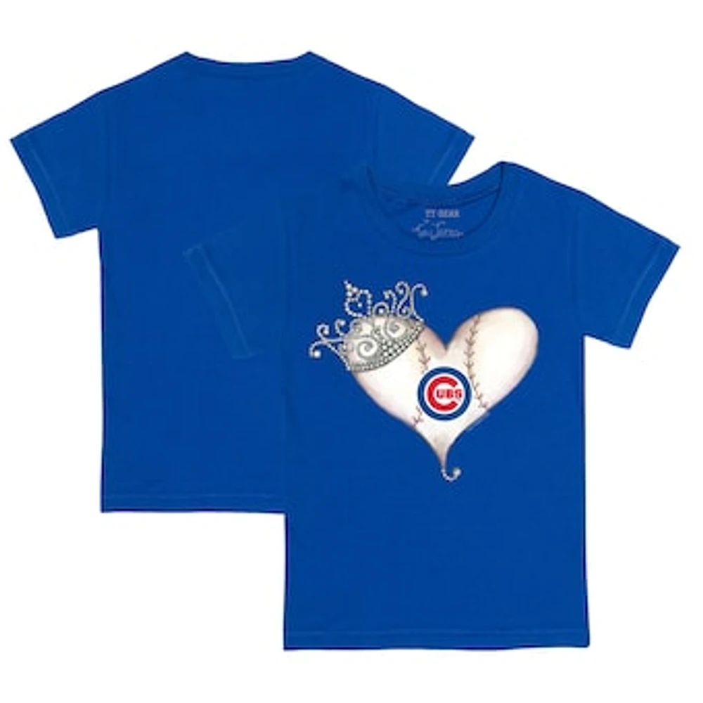 Youth Tiny Turnip Royal Chicago Cubs Tiara Heart T-Shirt