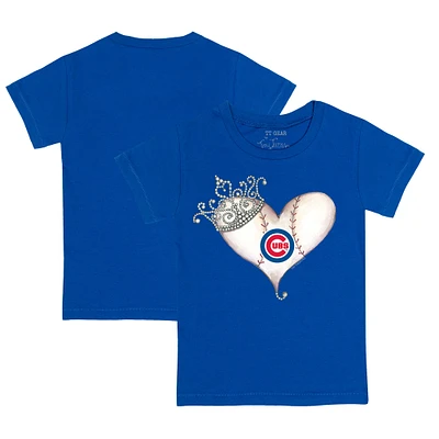 Youth Tiny Turnip Royal Chicago Cubs Tiara Heart T-Shirt
