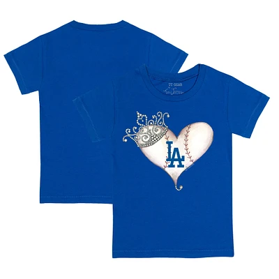 Youth Tiny Turnip Royal Los Angeles Dodgers Tiara Heart T-Shirt