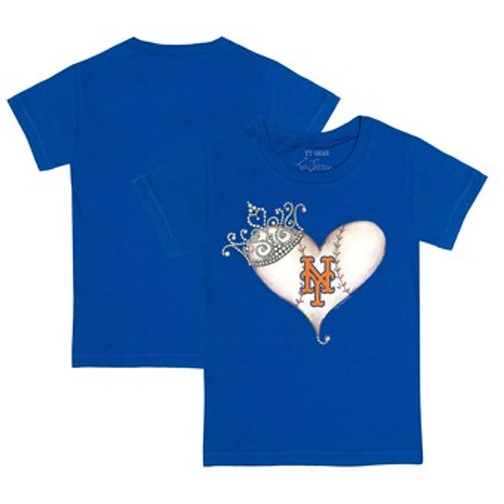 Youth Tiny Turnip Royal New York Mets Tiara Heart T-Shirt