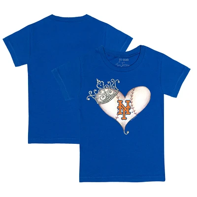 Youth Tiny Turnip Royal New York Mets Tiara Heart T-Shirt