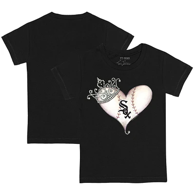 Youth Tiny Turnip Black Chicago White Sox Tiara Heart T-Shirt
