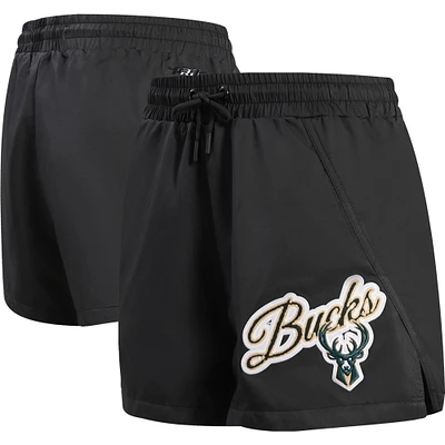 Women's Pro Standard Black Milwaukee Bucks Script Woven Shorts