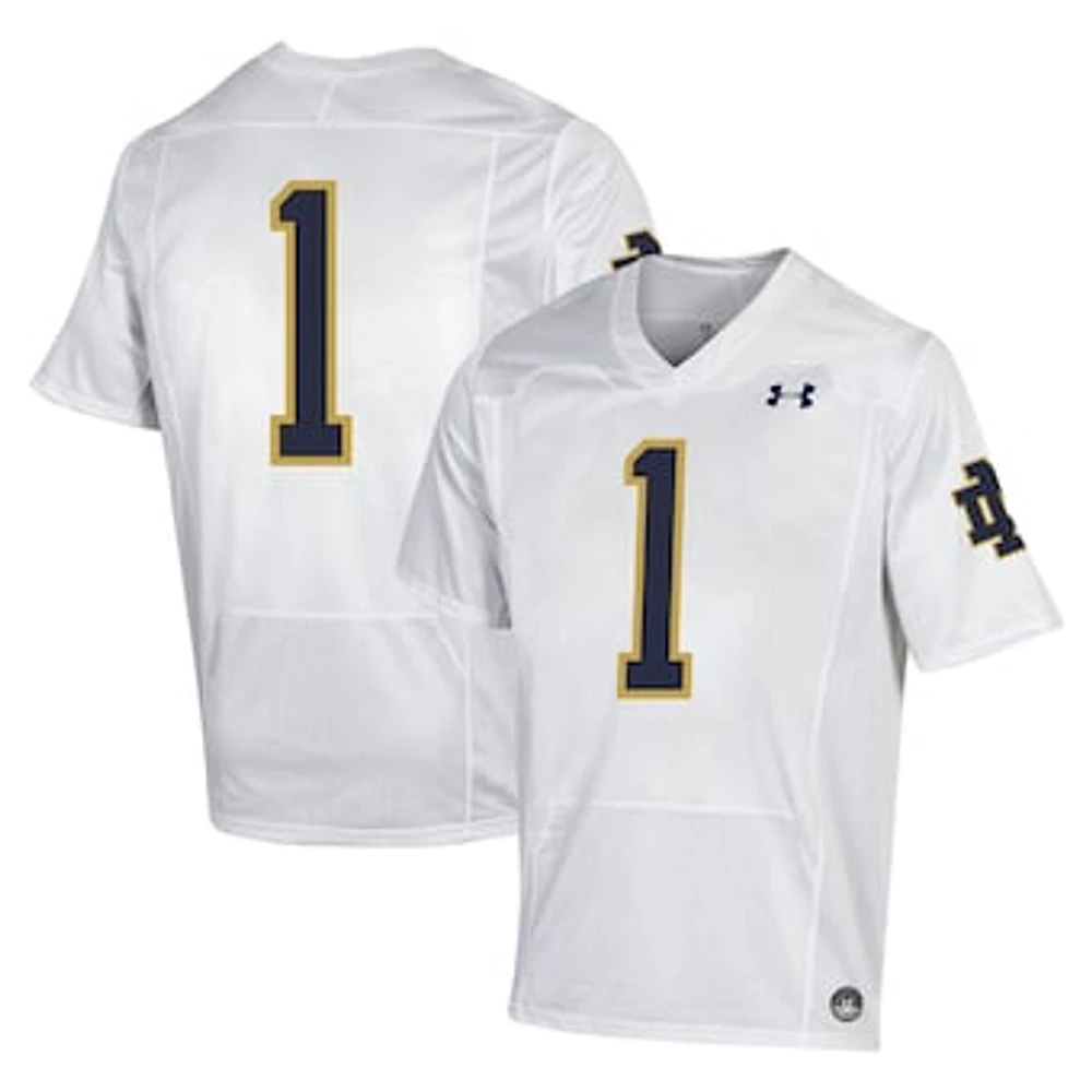 Men's Under Armour #1 White Notre Dame Fighting Irish Premiere Football Jersey