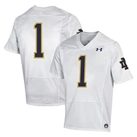 Men's Under Armour #1 White Notre Dame Fighting Irish Premiere Football Jersey