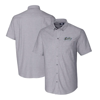 Men's Cutter & Buck Charcoal UCF Knights Citronaut Logo Big Tall Stretch Oxford Button-Down Short Sleeve Shirt