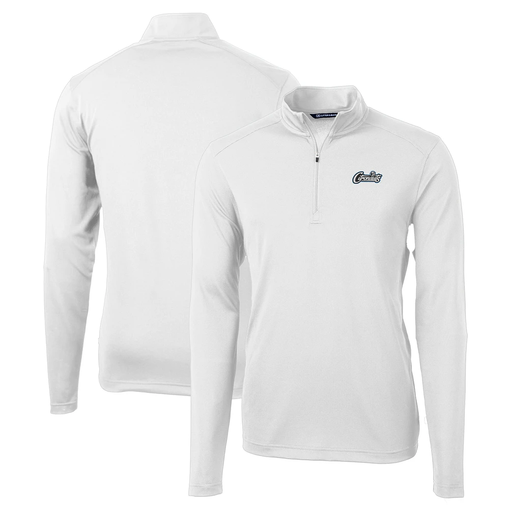 Men's Cutter & Buck White UCF Knights Citronaut Logo Virtue Eco Pique Recycled Quarter-Zip Big & Tall Pullover Top