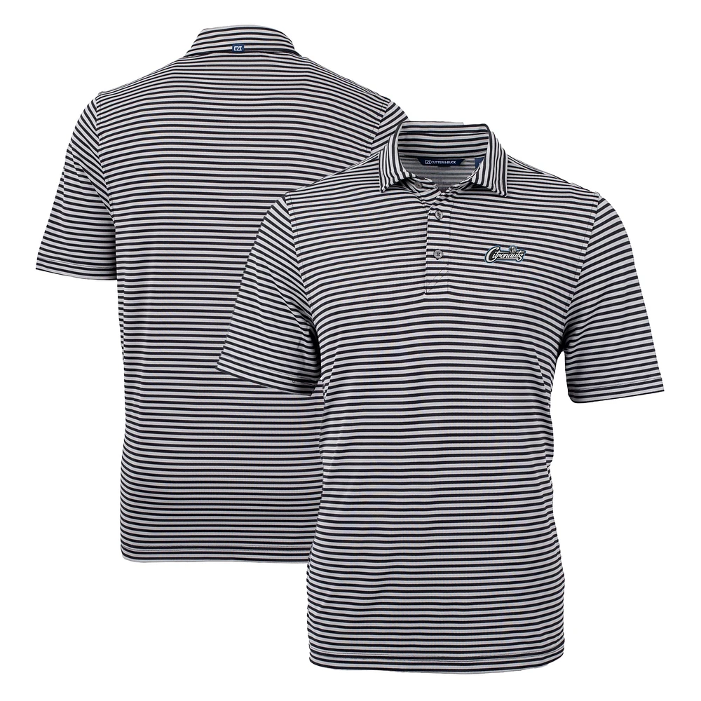 Men's Cutter & Buck Black UCF Knights Citronaut Logo Virtue Eco Pique Stripe Recycled Big Tall Polo