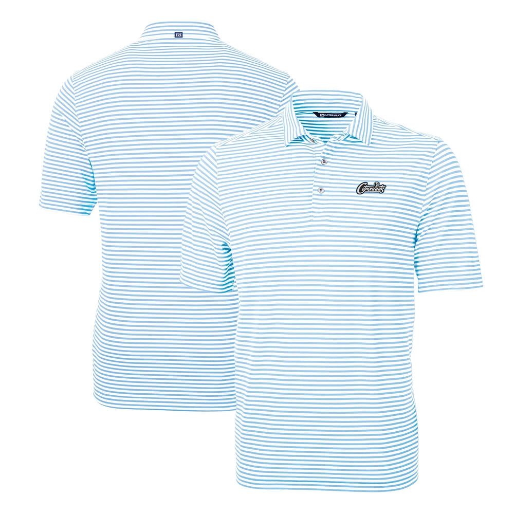 Men's Cutter & Buck Light Blue UCF Knights Citronaut Logo Virtue Eco Pique Stripe Recycled Big Tall Polo