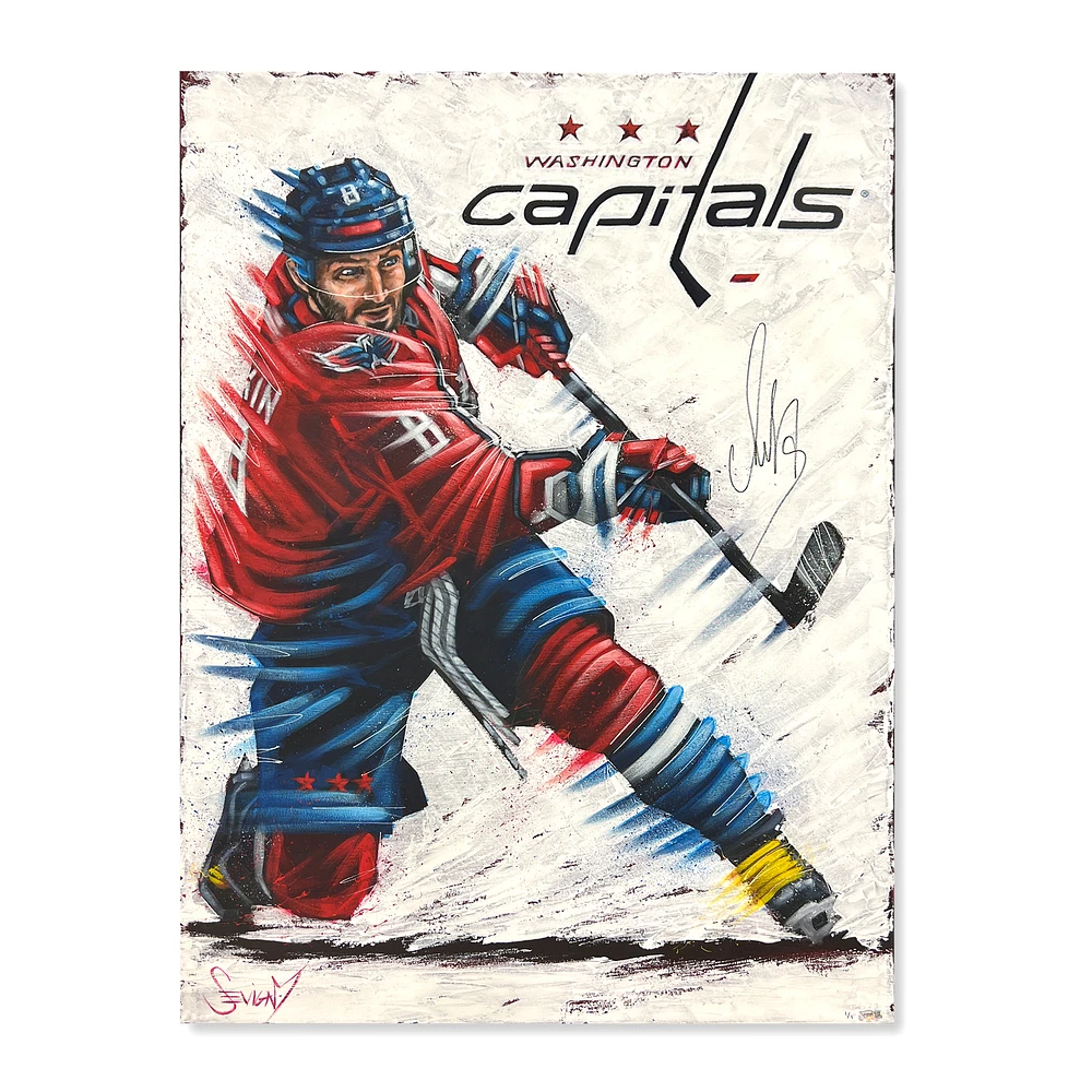 Alex Ovechkin Washington Capitals Autographed Stretched 30" x 40" Original Canvas Artwork - Art by Eric Sevigny - #1 of Limited Edition 1