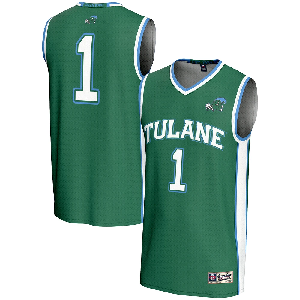 Youth GameDay Greats #1 Green Tulane Wave Lightweight Basketball Jersey