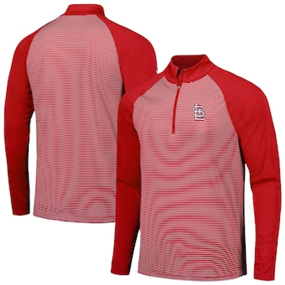 Men's Levelwear Red St. Louis Cardinals Charter Striped Raglan Quarter-Zip Top