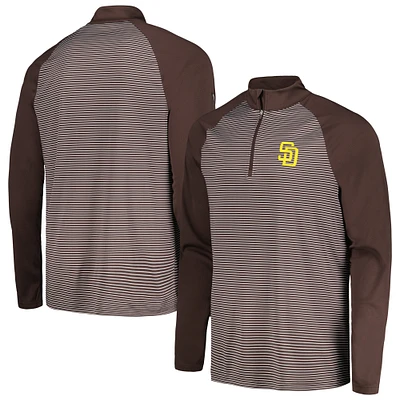 Men's Levelwear Brown San Diego Padres Charter Striped Raglan Quarter-Zip Top