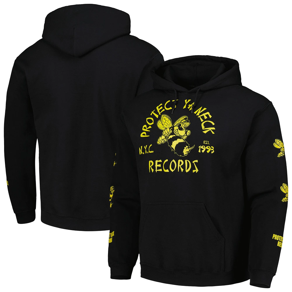 Men's Protect Ya Neck Records Black Graphic Pullover Hoodie