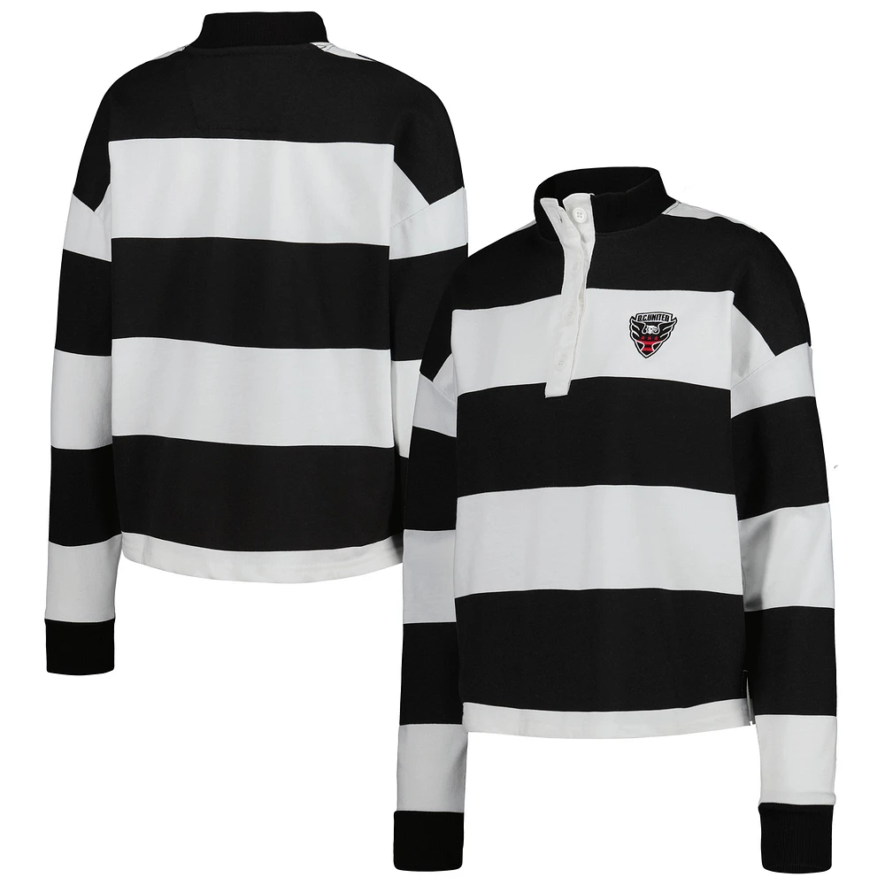 Women's Antigua White D.C. United Radical Rugby Stripe Long Sleeve T-Shirt